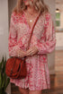 Bohemian Mixed Floral Print Tassel Tie Flowy Mini Dress